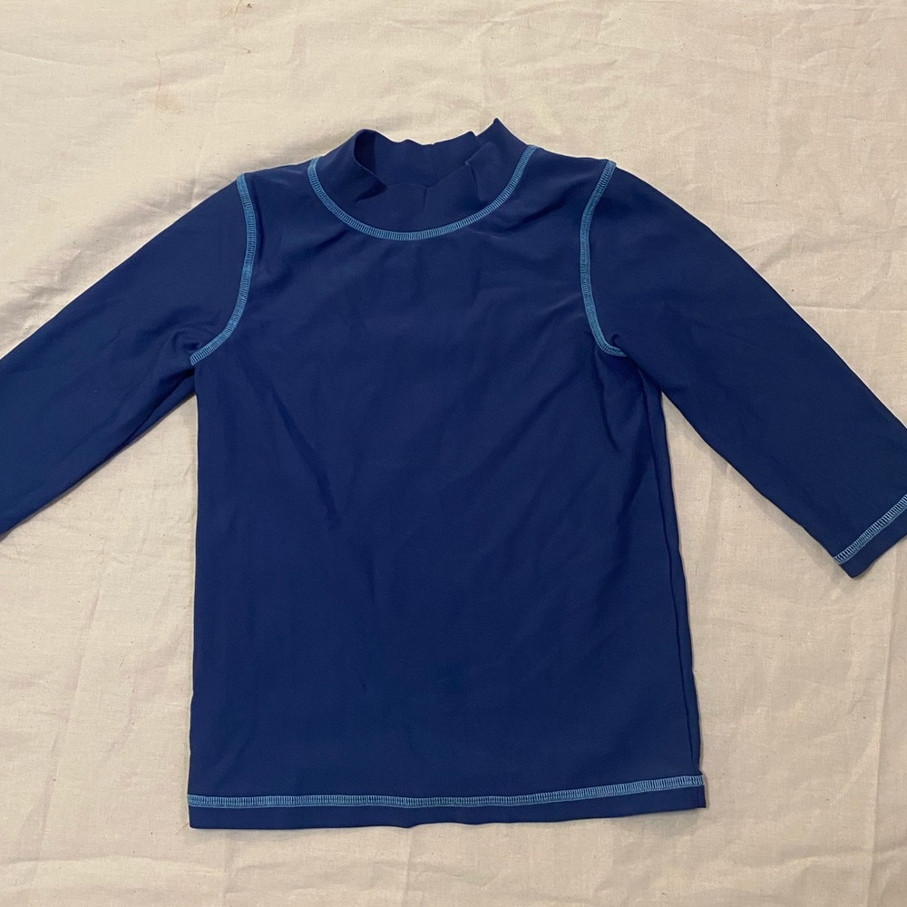 MINI BODEN 5-6y blue boys swim shirt